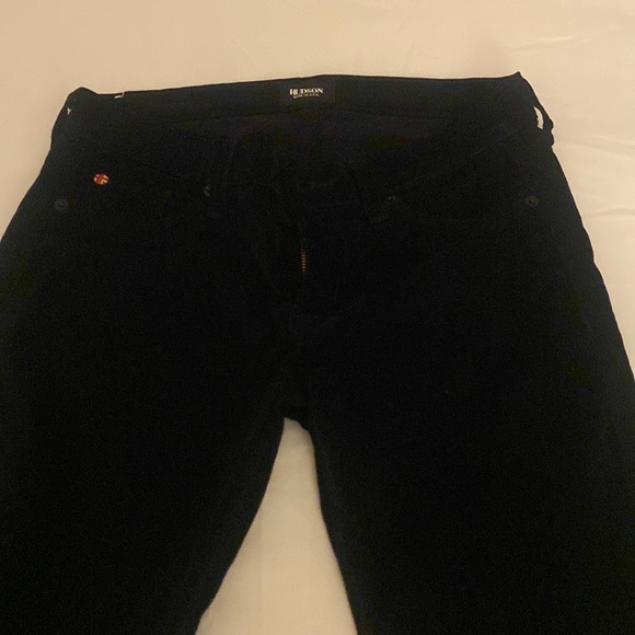 Hudson Velvet Pants Size 26 Black Soft Stretch Cotton Krista Super Skinny Fit - Picture 3 of 4